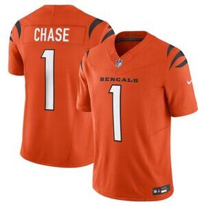 Youths Kids Mens  1 JaMarr Chase Orange Vapor  Stitched Jersey